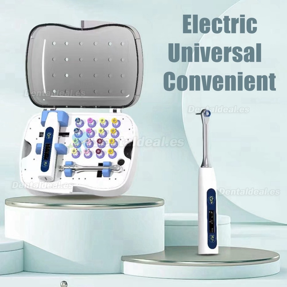 Llave dinamométrica de implante universal dental eléctrica con kit de prótesis de implante de destornillador de 16 Uds.